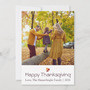Elegant Autumn Leaves Photo Family Thanksgiving Holiday Card