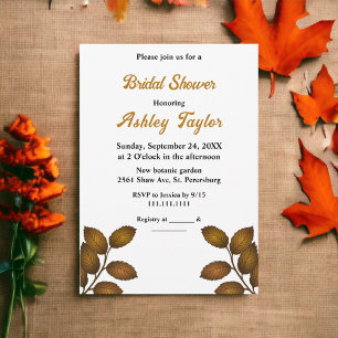 Elegant Autumn Leaves Rustic Fall Bridal Shower Invitation