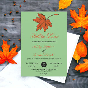 Elegant Autumn Leaves Sage Fall Floral Wedding Invitation