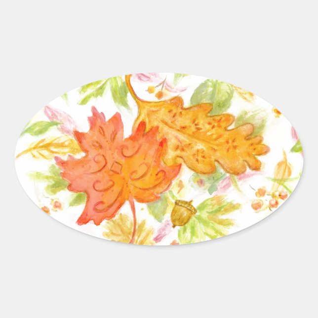Elegant Autumn Leaves Stickers (Front)
