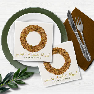 Elegant Autumn Leaves Thanksgiving Rustic Wreath Napkin