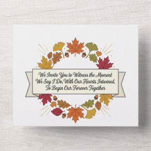 Elegant Autumn Leaves Wedding Invitation