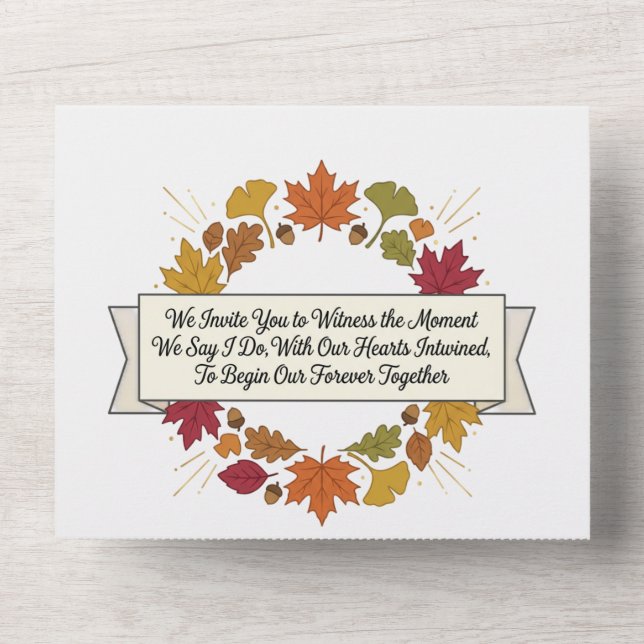 Elegant Autumn Leaves Wedding Invitation  (Front)