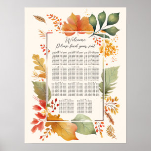 Elegant Autumn Leaves Wedding Seating Chart