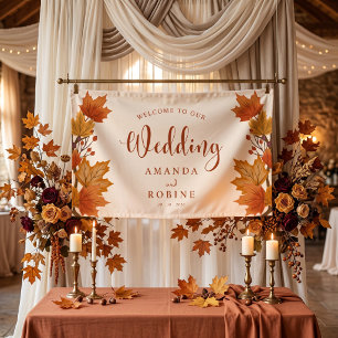 Elegant Autumn Maple Leaves Wedding Banner