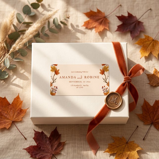 Elegant Autumn Maple Leaves Wedding Label (Creator Uploaded)
