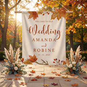 Elegant Autumn Maple Leaves Wedding Tapestry