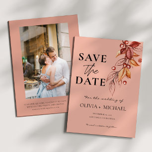 Elegant Autumn Modern Watercolor Terracotta Save The Date