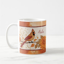 Elegant Autumn Northern Cardinals Floral Accents