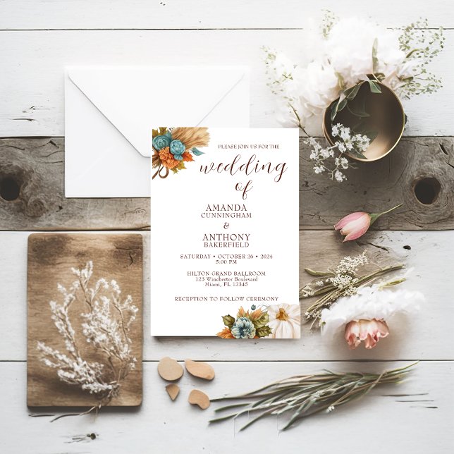 Elegant Autumn Pumpkin Fall Wedding Invitation (Creator Uploaded)