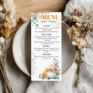 Elegant Autumn Pumpkin & Floral Wedding Menu