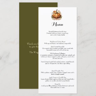 Elegant Autumn Pumpkin Thanksgiving Dinner Menu