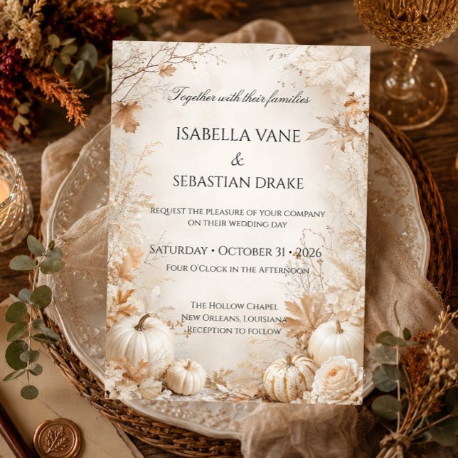 Elegant Autumn Pumpkin Wedding Invitation (Creator Uploaded)