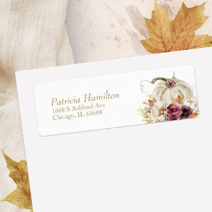 Elegant Autumn Pumpkin Wedding Return Addresss