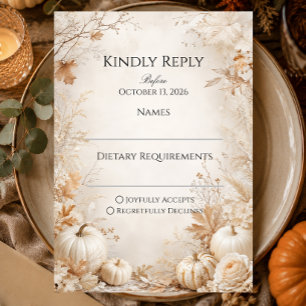 Elegant Autumn Pumpkin Wedding RSVP Card