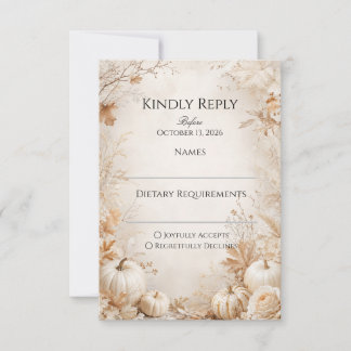 Elegant Autumn Pumpkin Wedding RSVP Card