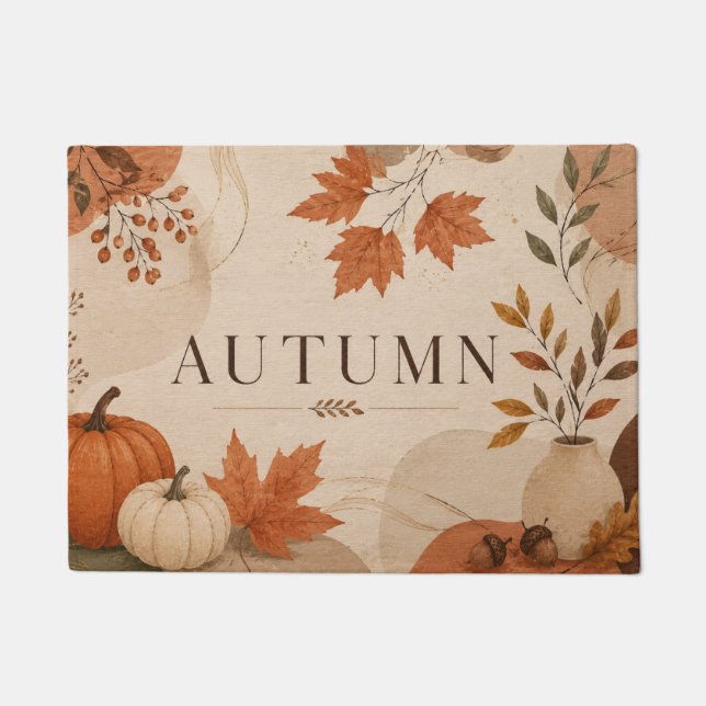 Elegant Autumn Pumpkins Doormat (Front)