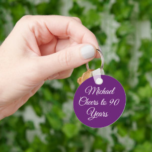 Elegant Autumn Purple 90th Birthday Keychain