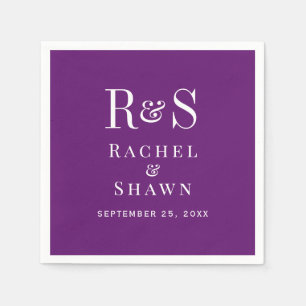 Elegant Autumn Purple Chic Modern Monogram Wedding Napkin