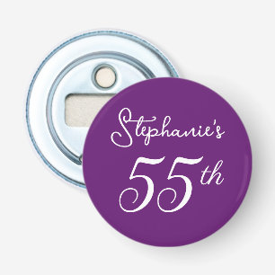 Elegant Autumn Purple Monogram 55th Birthday Party Bottle Opener