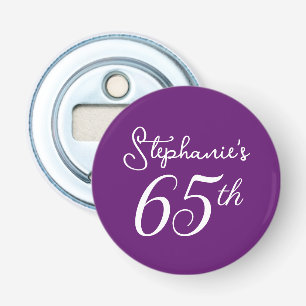 Elegant Autumn Purple Monogram 65th Birthday Party Bottle Opener