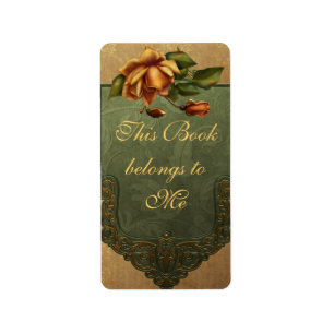 Elegant Autumn Rose Bookplate Label