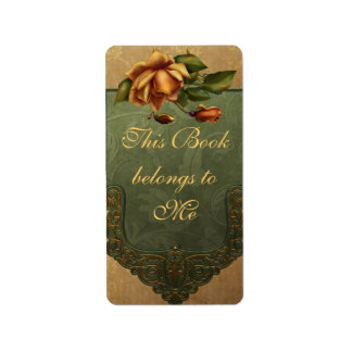 Elegant Autumn Rose Bookplate Label