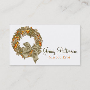 Elegant Autumn Season Wreath Business Card 1