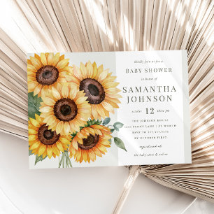 Elegant Autumn Sunflower Baby Shower Invitation