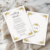 Elegant Autumn Sunflower Wedding Details Cards