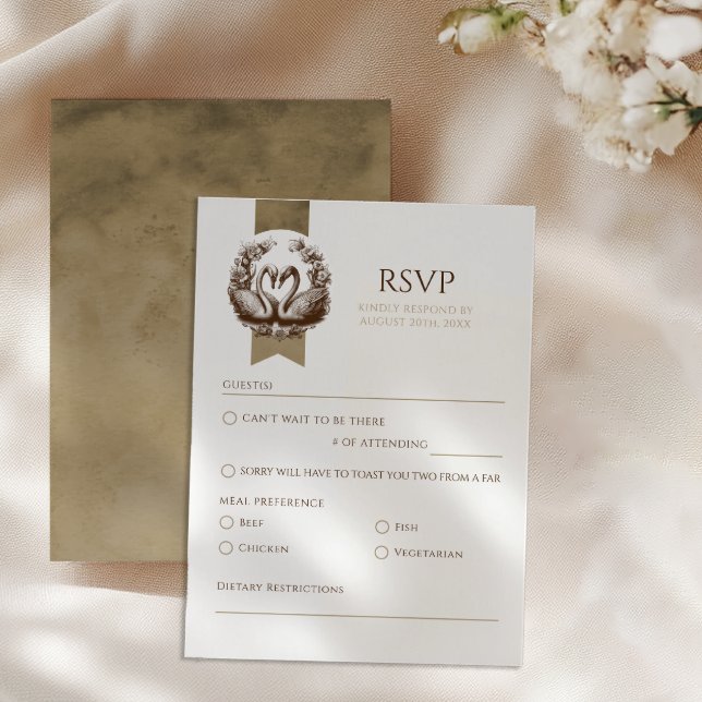 Elegant Autumn Swan Lake Wedding RSVP (Rsvp Card)