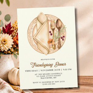 Elegant Autumn Tablescape Friendsgiving Dinner Invitation