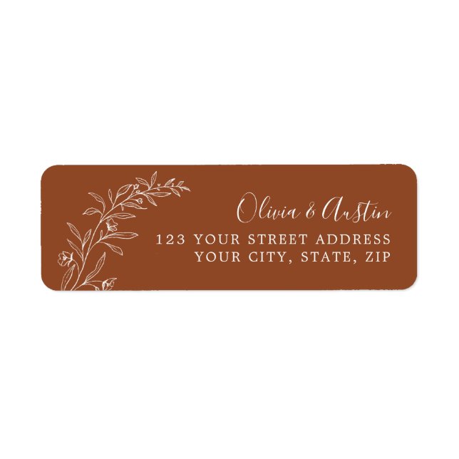 Elegant Autumn Terracotta Wedding Return Address (Front)