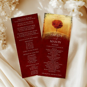 Elegant Autumn Tree Wedding Program Programme