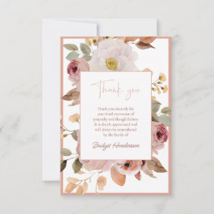 Elegant Autumn Watercolor Floral Funeral Thank You Card