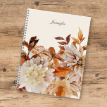 Elegant Autumn Watercolor Floral w/ Name Notebook<br><div class="desc">This beautiful notebook design features elegant autumn watercolor florals in a neutral colour palette over a neutral colour background. This notebook makes a wonderful gift for birthdays,  holidays,  graduation,  or even wedding party gifts!</div>