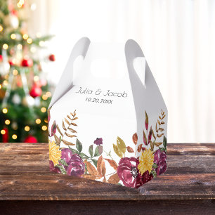 Elegant Autumn Watercolor Floral Wedding Favour Box