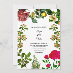 Elegant Autumn Watercolor Floral Wedding Invitation