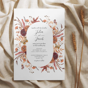 Elegant Autumn Watercolor Floral Wedding Invitation