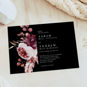 Elegant Autumn Watercolor Floral Wedding Invitation