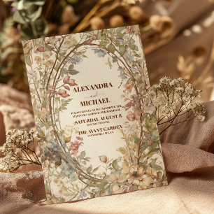 Elegant Autumn Watercolor Floral Wedding Invitation