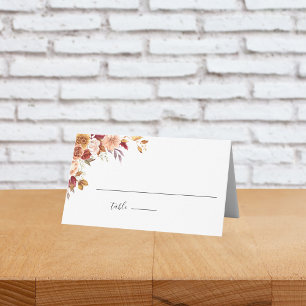 Elegant Autumn Watercolor Floral Wedding Place Card