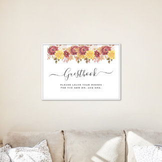 Elegant Autumn Watercolor Floral Wedding Poster