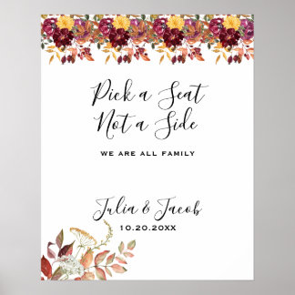 Elegant Autumn Watercolor Floral Wedding Poster