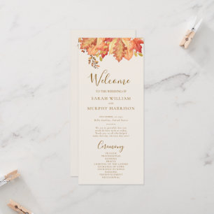 Elegant Autumn Watercolor Leaves Fall Wedding