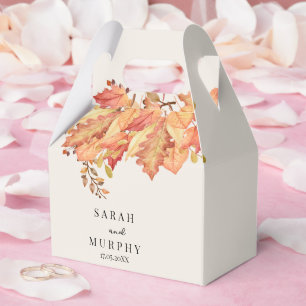Elegant Autumn Watercolor Leaves Fall Wedding  Favour Box