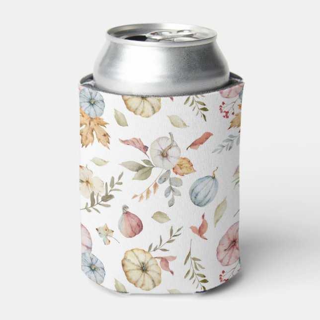 Elegant Autumn Watercolor Pattern Can Cooler (Can Front)