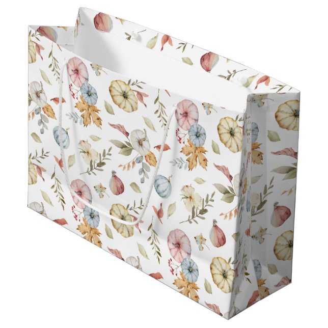 Elegant Autumn Watercolor Pattern Large Gift Bag (Front Angled)