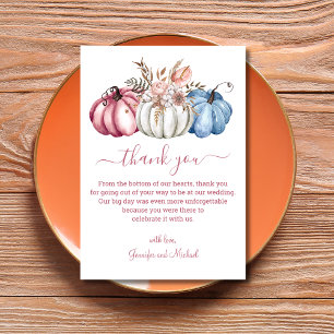 elegant autumn watercolor pumpkins wedding thank you card