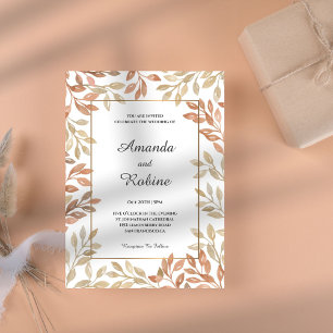 Elegant Autumn Watercolor Wedding Invitation